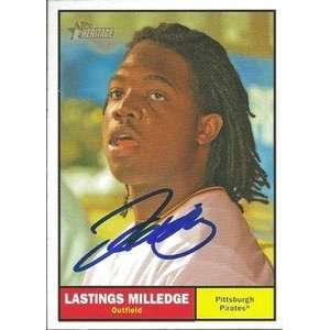  Lastings Milledge Signed Pirates 10 Topps Heritage Card 