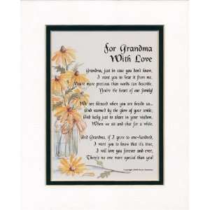  A Gift For Grandma. 8x10 Poem Double matted In White Over Dark 