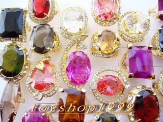wholesale lots 50 multicolored&Oversize CZ GOLD rings  