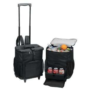  Rolling 48 Cans Beach Picnic with Tray on Wheels   Black 