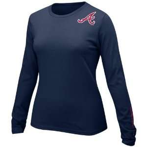   Braves Navy Blue Ladies Laverne Long Sleeve T shirt: Sports & Outdoors