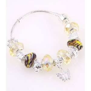 Fashion Jewelry Desinger Murano Glass Bead Bracelet with Pattern Brown