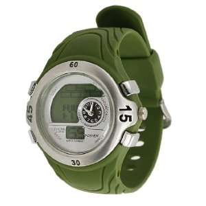   Army Green Band Round Double Dial Soft Band Sports Watch: Sports