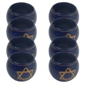  Napkin Holder Ring, Navy blue with Gold Trim and Star of 