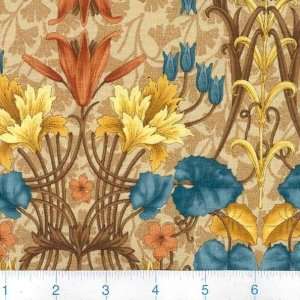  45 Wide Jardin Nouveau Lillies Antique Fabric By The 