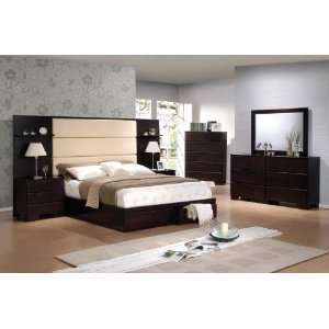  WALL QUEEN BED W/ DRAWERS, ESPRESSO FINISH / ROMA