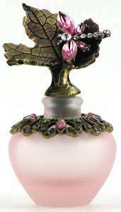 Pink Dragonfly Topped Bejeweled Perfume Bottle  