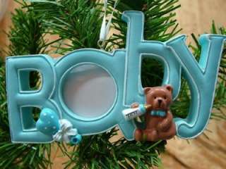 New Born Babys First Baby Boy Picture Frame Ornament  