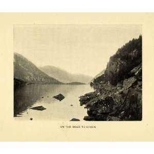 1904 Print Loken Norway Fjord Landscape Mountain Lake Debris Natural 