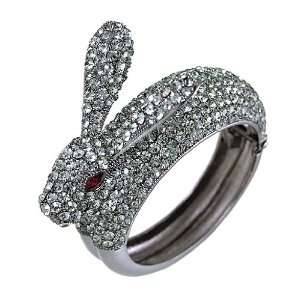  Gunmetal Rabbit Designer style Hinged Bangel Bracelet with 