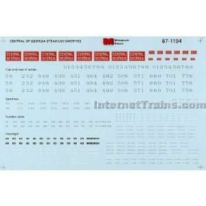 Microscale HO Scale Steam Locomotives Decal Set   Central 