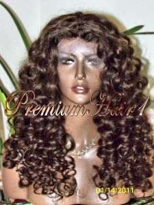 Full Lace Human Hair Indian Remi Remy 24 Curly #2 Dark Brwn Gorgious 