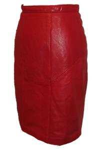 Womens Red Glove Leather Cowhide Skirt BAGATELLE Size 6  