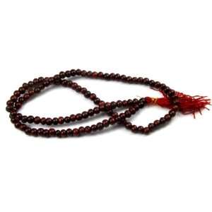 Red Sandalwood Mala With Tassel for Meditation and Prayer, 6mm Beads