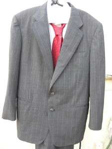 ERMENEGILDO ZEGNA GRAY WOOL BANKERS SINGLE BREASTED 2 BUTTON SUIT SZ 