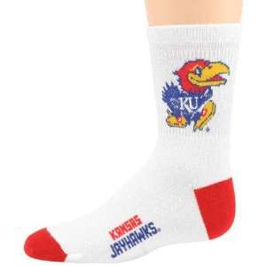 NCAA Kansas Jayhawks Youth White Crimson Team Logo Tall Socks  