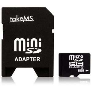  TakeMS 8GB MIcroSD HC Class 6 Memory Card & Adapter 