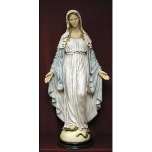  Our Lady of Grace 36 Alabaster Statue on Wood Base (1400 