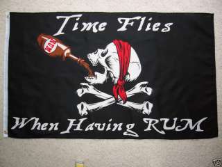 TIME FLIES WHEN HAVING RUM PIRATE FLAG  