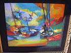 MARCEL MOULY, Barques Grece Original Painting, Framed