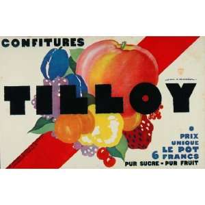  1928 A. & M. Tilloy Fruit Jams Confitures Mini Poster 