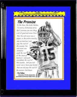 TIM TEBOW BRONCOS QB LITHOGRAPH POSTER THE PROMISE IN GATORS JERSEY 