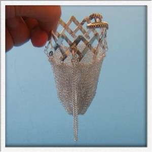 Fantastic Vintage Sterling SILVER Animal Elephant Chatelaine Mesh 