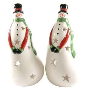 TII Collections Snowman Tea Light Candle Holders   Comes In Set Of 2 