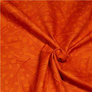 Moda Cotton Fabric Made in Japan, Intense Rust Orange Delicate Leaves 