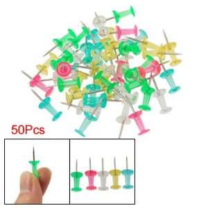   50 in 1 Five Colors Plastic Top Thumbtacks Map Pin: Office Products