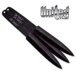 Throwing Knives   On Target 3 Piece Black Knife Set & Sheath  