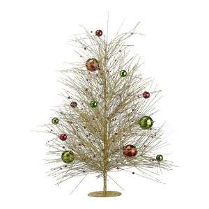  24 Glittered Spike Pine/Shiny Ball Tree Red Green (Pack of 