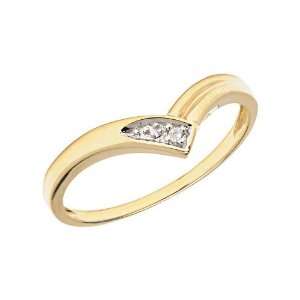  10K Yellow Gold Diamond Chevron Ring (Size 9): Jewelry