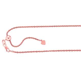 Technibond Adjustable Rope Chain Necklace 14K Rose Pink Gold Clad 