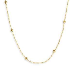  14k Solid Gold Figaro Bead Chain Necklace 1.2mm 20 