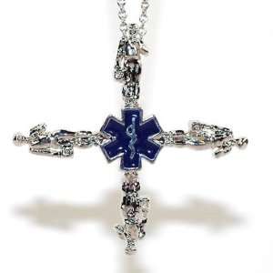  EMTs Star of Life Cross w 24 Chain Jewelry