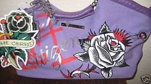 Authentic Ed Hardy Purple Becca Handbag   New w/Tags  