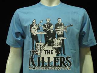 Mens THE KILLERS T Shirt WORLD DESTRUCTION TOUR XL Blue  