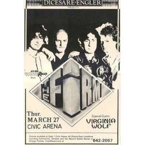 The Firm Special Guest Virginia Wolf 1986 Civic Arena Concert Sheet 11 