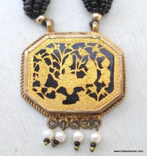 TRADITIONAL 23 CT GOLD WORK THEVA NECKLACE PENDANT IND  