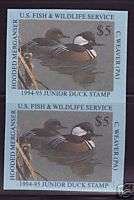 JDS2i Federal Junior Duck Stamp Imperf Vert Pair BW  