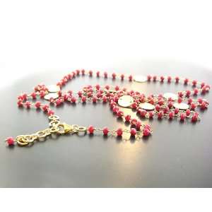   36in Ruby Beads Necklace with 22k Gold Vermeil Beads: Everything Else