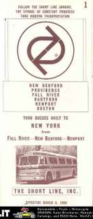 1966 Short Line GMC Bus Schedule Brochure NY Newport  