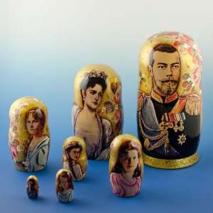  7 pcs/ 8.5 Romanov Russian Royal Family Nesting Dolls 