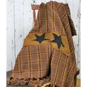   Country Appliqued Stars Patchwork Afghan Throw with Rustic Country