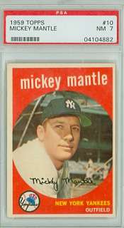 1959 Topps 10 Mickey Mantle Yankees PSA 7 SUPER CLEAN CARD!  