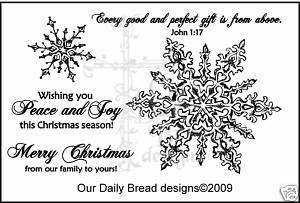 PEACE AND JOY Religious CHRISTMAS Rubber Stamp  