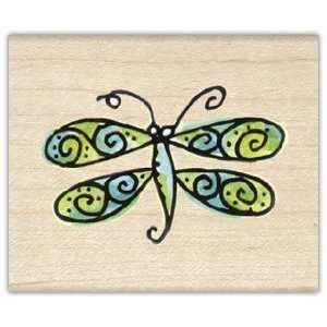  Curly Dragonfly Wood Mounted Rubber Stamp Arts, Crafts & Sewing