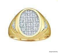 mens diamond yellow signet ring .15 carats bling ice out business hip 