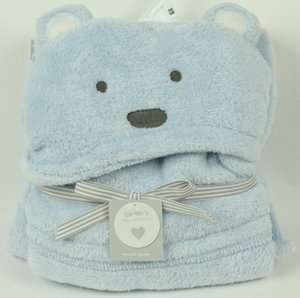   Carters Little Collections Blue Teddy Bear Hooded Baby Blanket  
